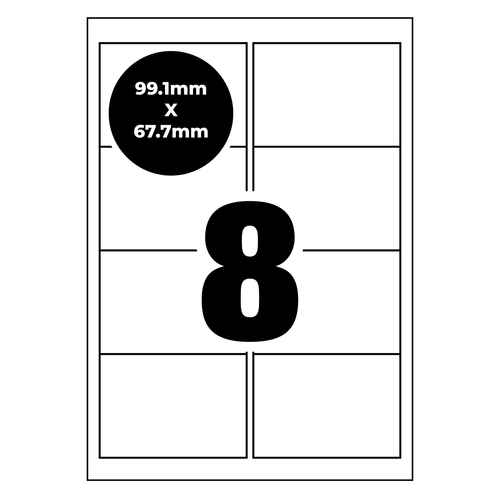 A4 Self Adhesive Address Labels [Compatible with Avery® Word Templates] for Laser Inkjet Printers Mailing Sticker [8 Per Page]
