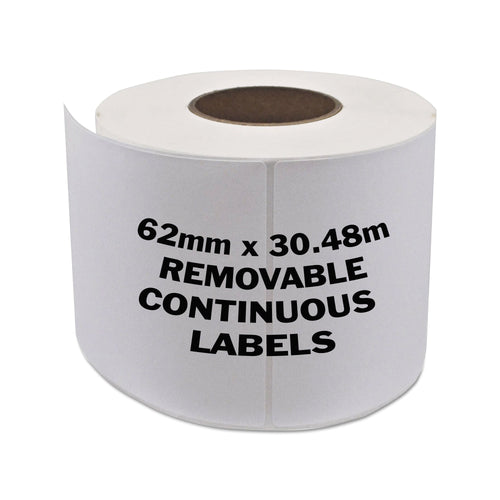 BROTHER Compatible Removable Labels 62mm x 30.48m Continuous Roll [DK44205]
