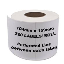 DYMO Compatible Perforated Labels for 4XL Printer 4x6 inch 104mm x 159mm 220 Labels/Roll [S0904980]