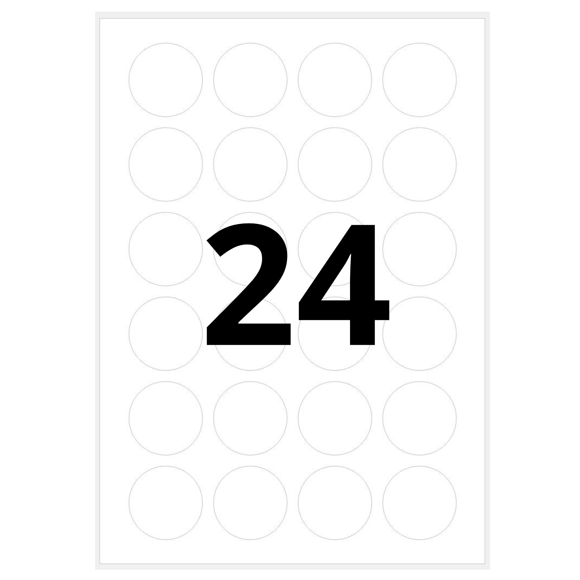 Round 24 per page A4 labels