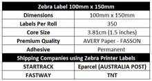 ZEBRA & ALL Direct Thermal Printer Compatible YELLOW Labels 100mm x 150mm 350 Labels/Roll