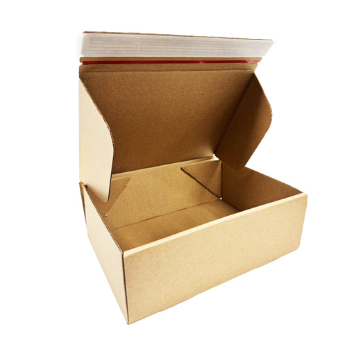Samples of Single Strip Self Sealing Mailing Boxes [Cardboard Shipping Carton] [No Tape Required] [Easy Fold]