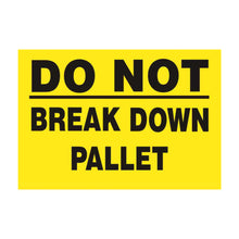 Do Not Break Down Label 150x100mm Yellow Adhesive Sticker 500 Labels/Roll