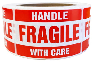 Fragile Label 50.8x76.2mm Handle With Care Adhesive Sticker 550 Labels/Roll