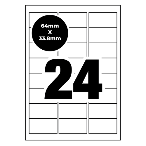 A4 Self Adhesive Address Labels [Compatible with Avery® Word Templates] for Laser Inkjet Printers Mailing Sticker [24 Per Page]