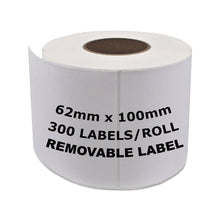 BROTHER Compatible Removable Labels 62mm x 100mm 300 Labels/Roll [DK11202]