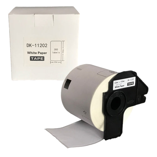 BROTHER Compatible Labels 62mm x 100mm 300 Labels/Roll [DK11202] Boxed with Cartridge Holder