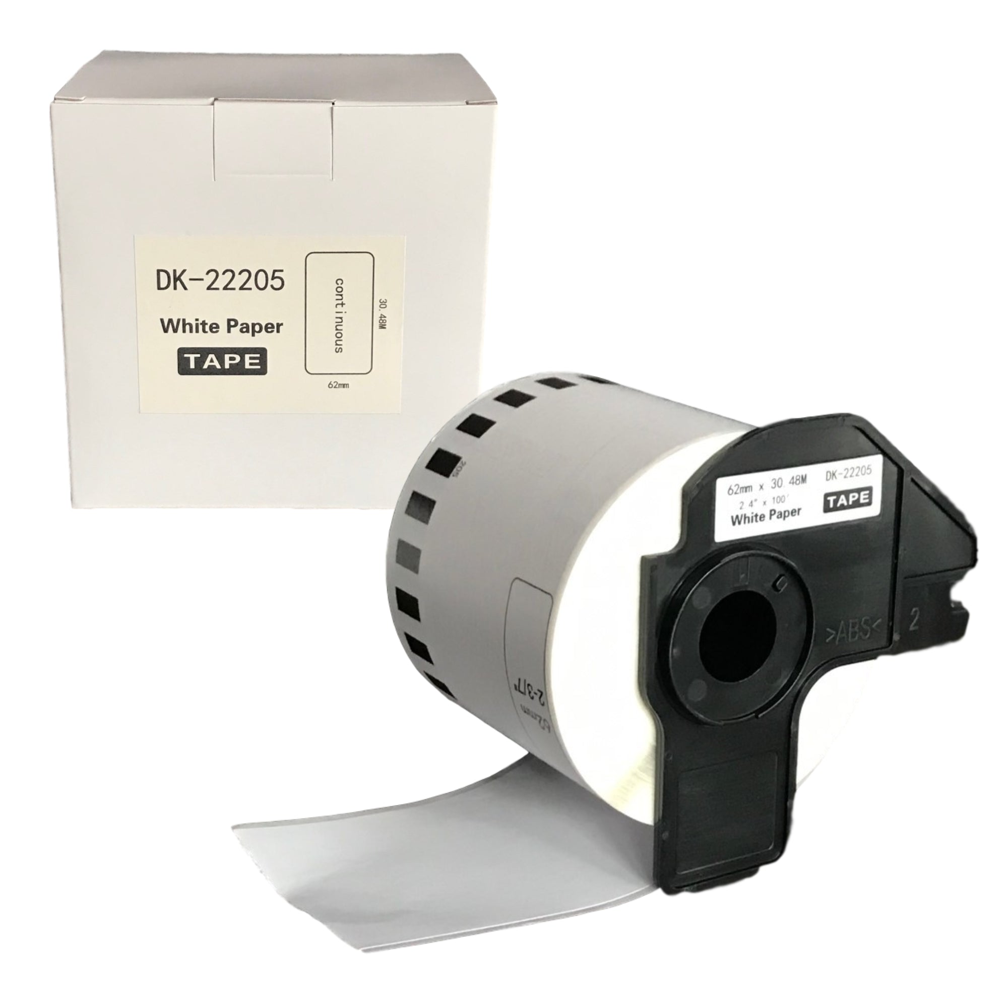 BROTHER Compatible Labels 62mm x 30.48m Continuous Roll [DK22205] Boxed with Cartridge Holder