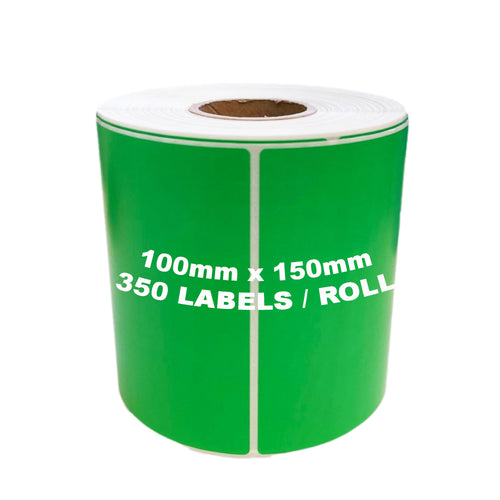 ZEBRA & ALL Direct Thermal Printer Compatible GREEN Labels 100mm x 150mm 350 Labels/Roll