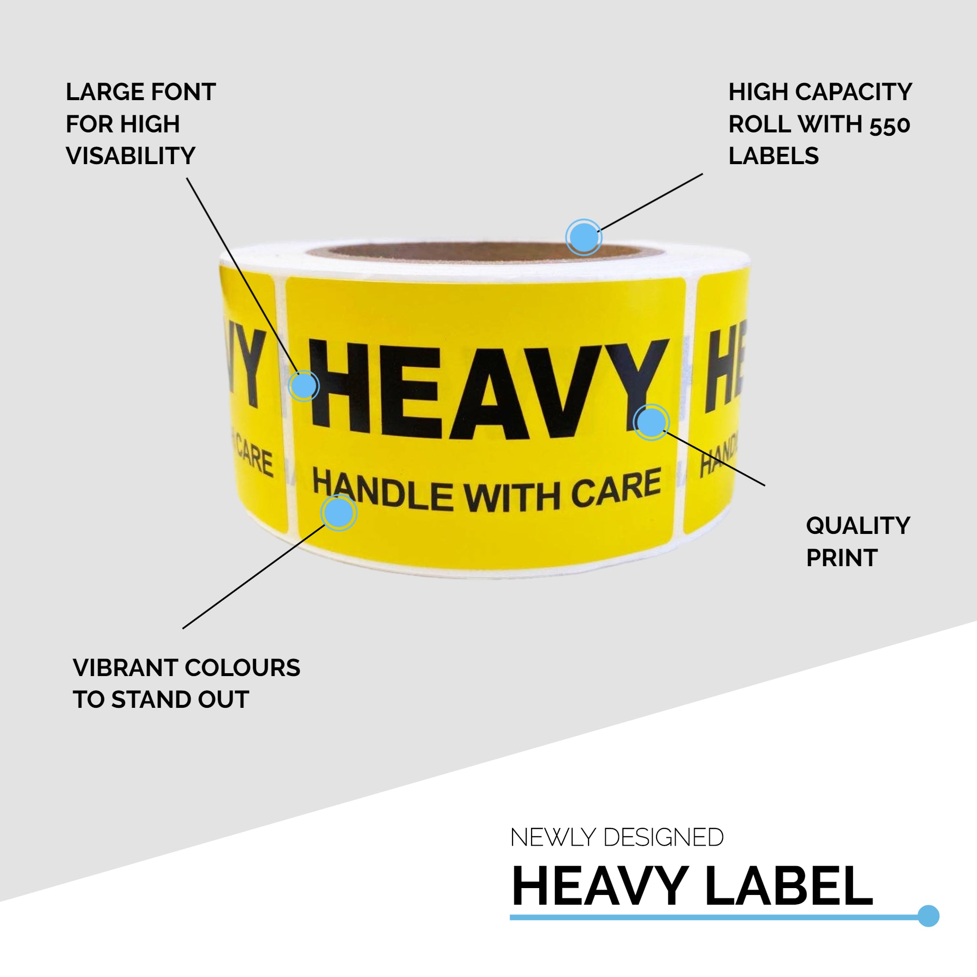 Heavy Printed Label 50.8x76.2mm Handle With Care Adhesive Sticker 550 Labels/Roll