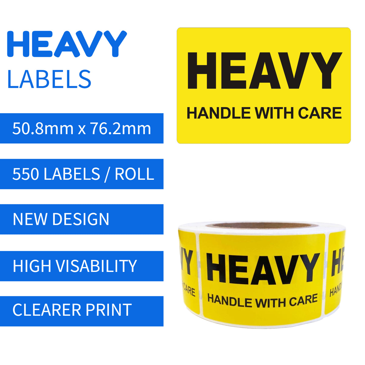 Heavy Printed Label 50.8x76.2mm Handle With Care Adhesive Sticker 550