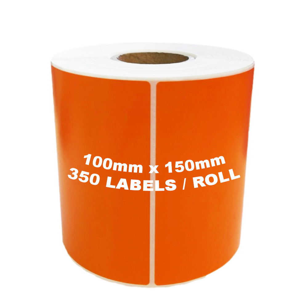 ZEBRA & ALL Direct Thermal Printer Compatible ORANGE Labels 100mm x 150mm 350 Labels/Roll