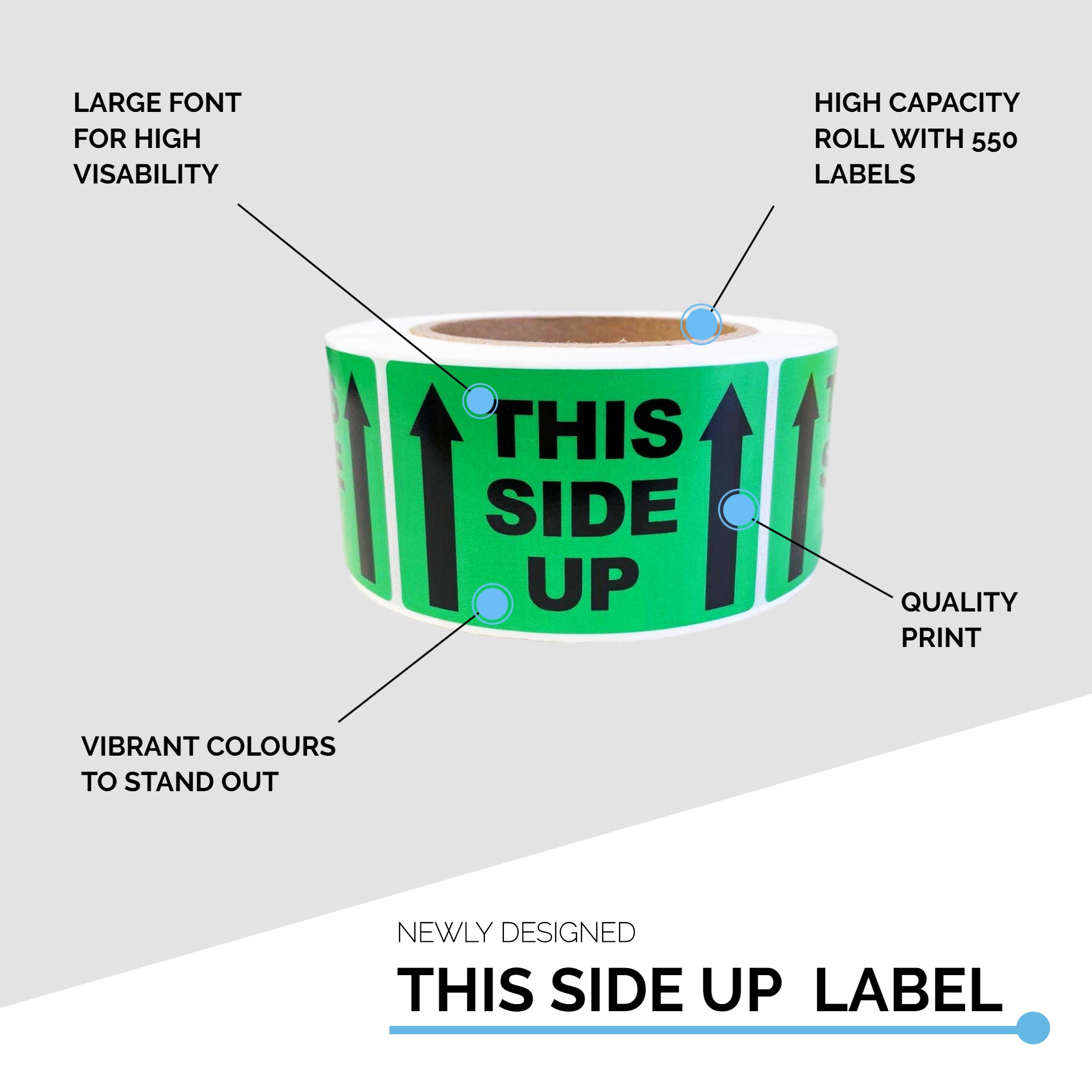 This Side Up Printed Label 50.8x76.2mm Handle With Care Adhesive Stick