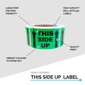 This Side Up Printed Label 50.8x76.2mm Handle With Care Adhesive Sticker 550 Labels/Roll