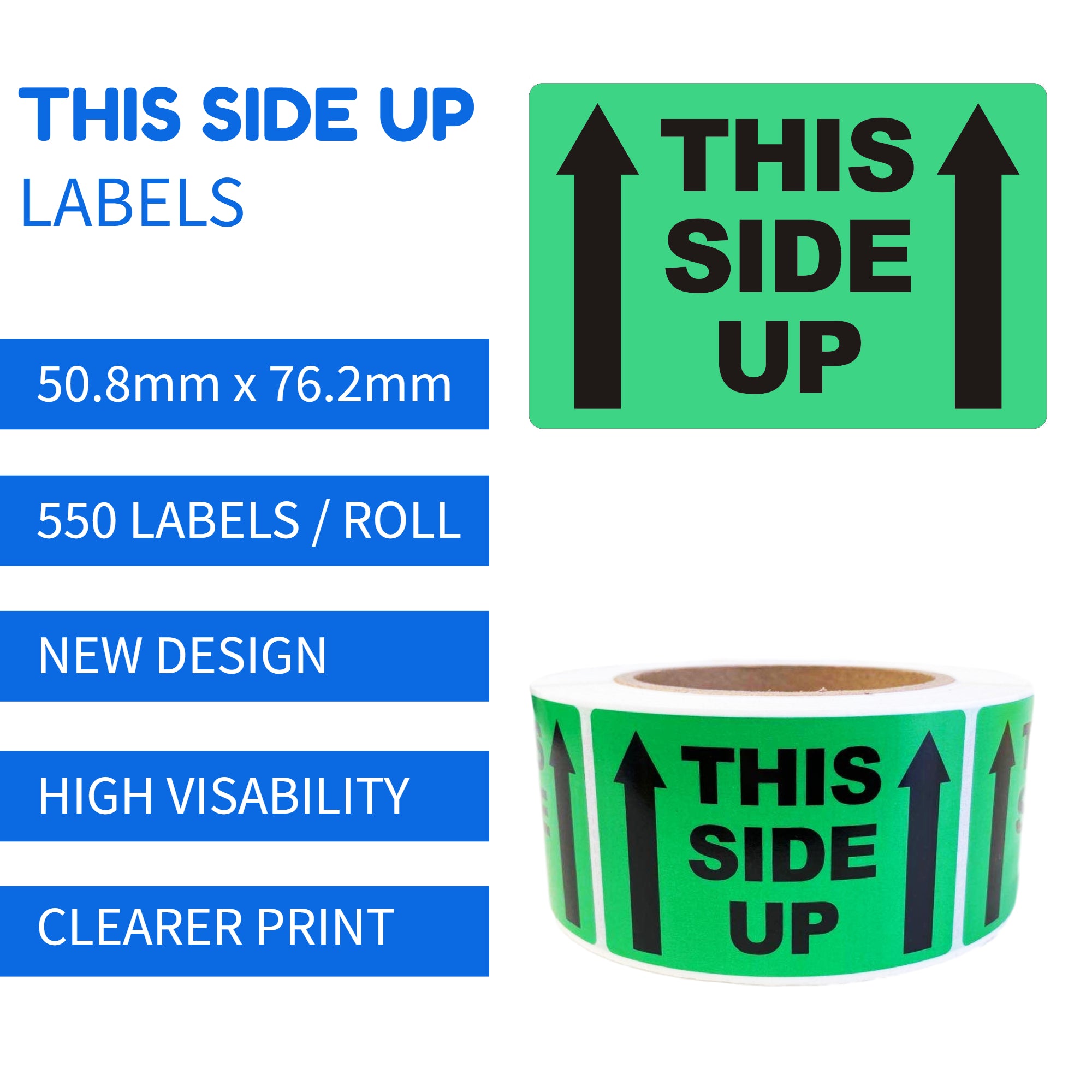 Side Label Material This Side Up Printed Label 50.8x76.2mm Handle With Care Adhesive Stick