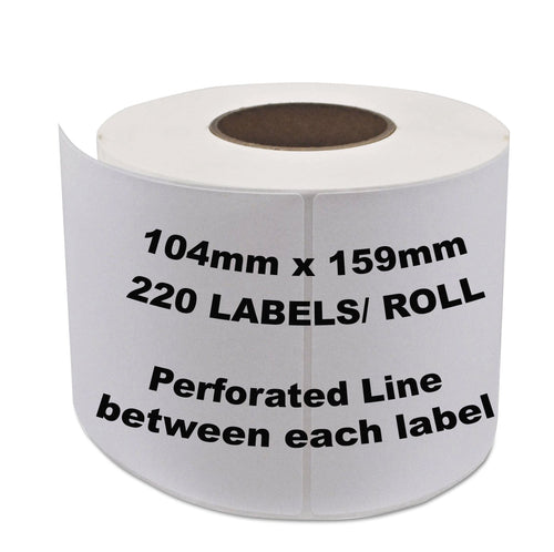 DYMO Compatible Perforated Labels for 4XL Printer 4x6 inch 104mm x 159mm 220 Labels/Roll [S0904980]