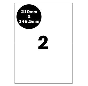 A4 Self Adhesive Address Labels [Full Cut - No Borders] for Laser Inkjet Printers eParcel Mailing Sticker [2 Per Page]