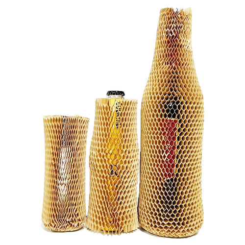 HoneyComb Padded Sleeve for Wine Bottles Kraft Paper Hex Wrap Protective Packaging [Bubble Bag Alternative]