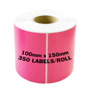 ZEBRA & ALL Direct Thermal Printer Compatible PINK Labels 100mm x 150mm 350 Labels/Roll