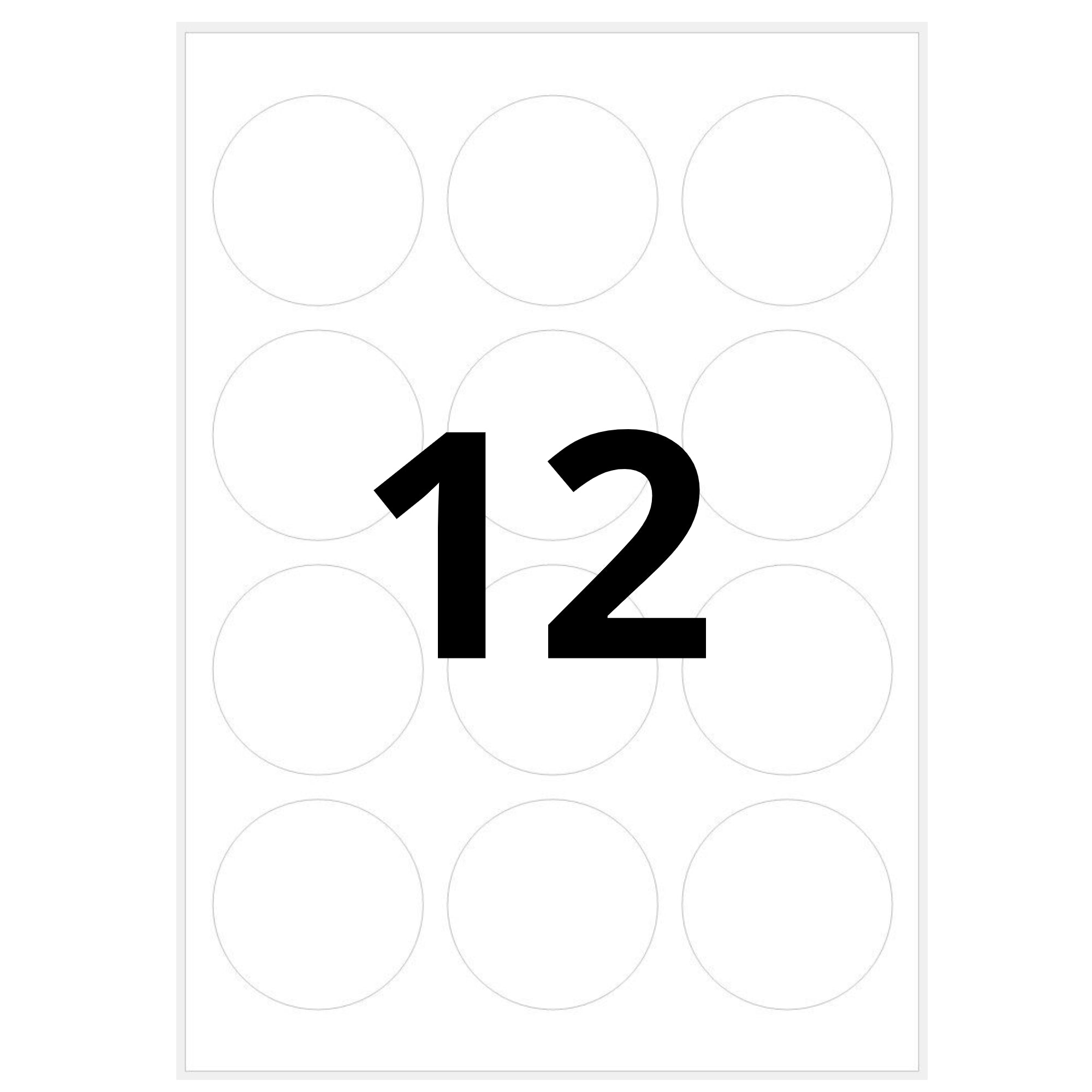 12 Labels Round A4 Self Adhesive Address Labels 12 Per Page [Compatible with ...