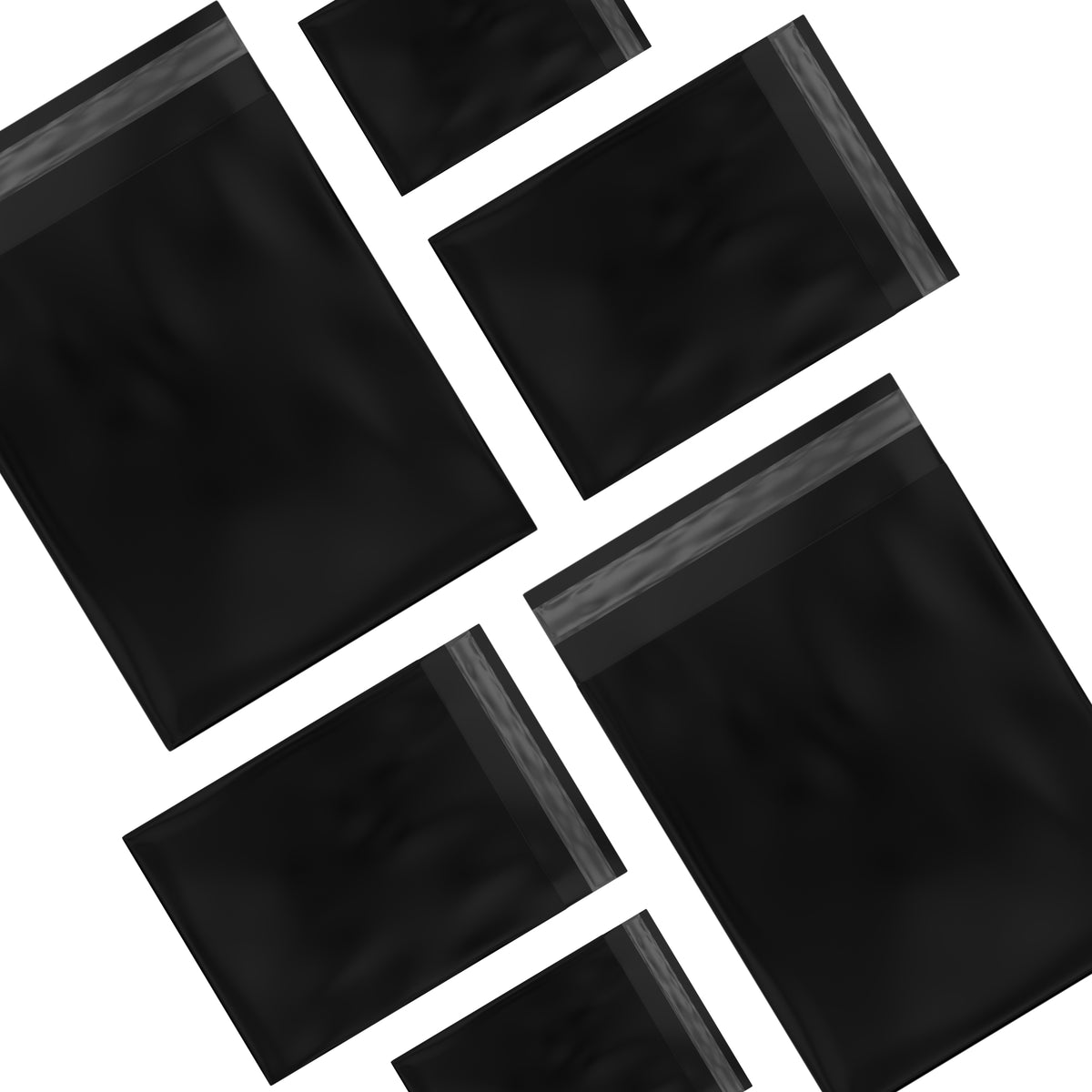 SAMPLES of All 6 Black Courier Bag Sizes [Poly Mailers] [Mailing Satch